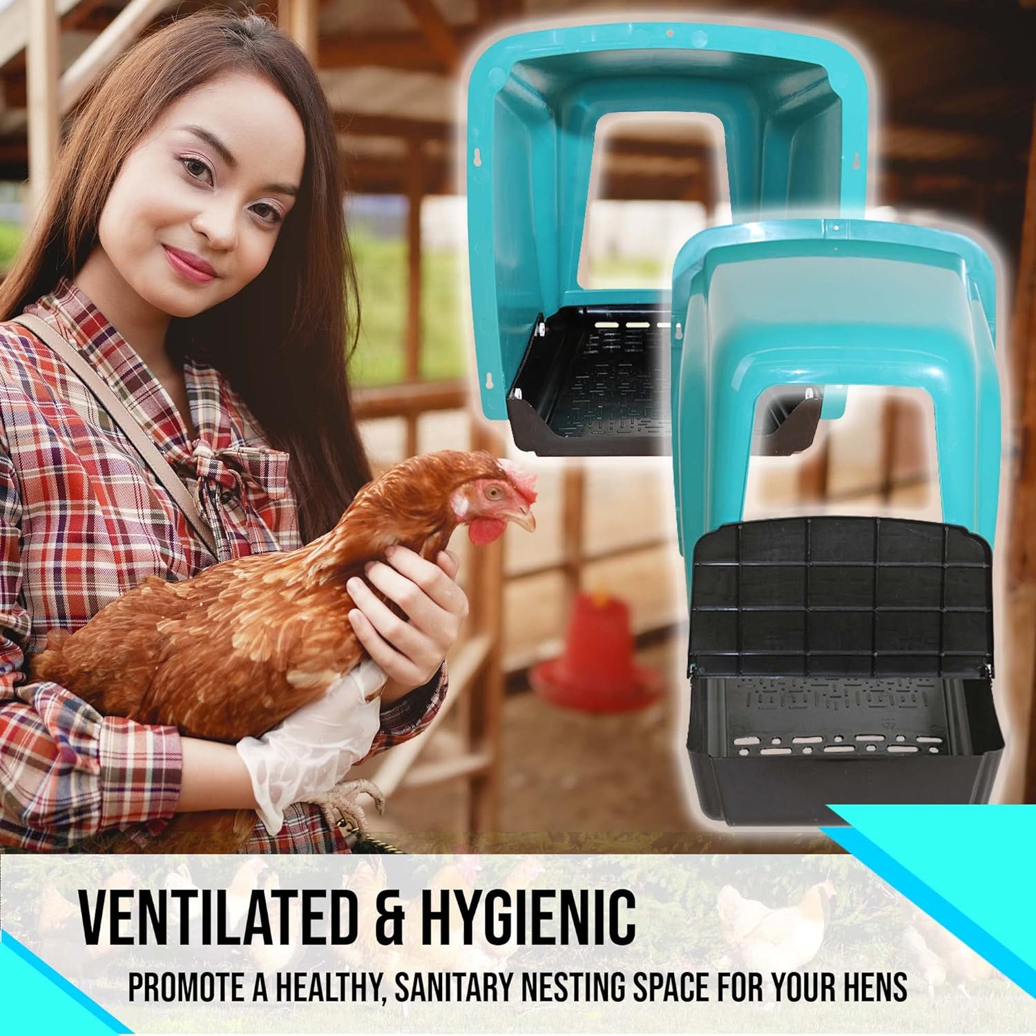 thumbnail image 2 of Nesting Boxes For Chickens Nesting Box Tossca Es For Chicken Coop | Roll Away Hen House For Laying Eggs | Durable Plastic Chick Brooder Box With Perch & Pull Out Egg Tray 2 of 9